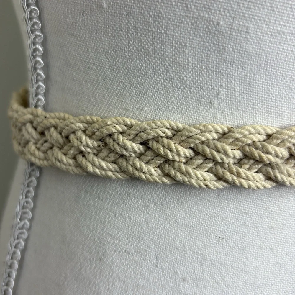 Braided Cream Colored Belt with Gold Hardware. Vintage. Boho Y2K